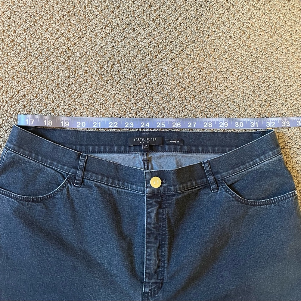 Lafayette 148 NY Thompson High Rise Dark Wash Stretch Denim Blue Jean Women’s 14 - Picture 9 of 15
